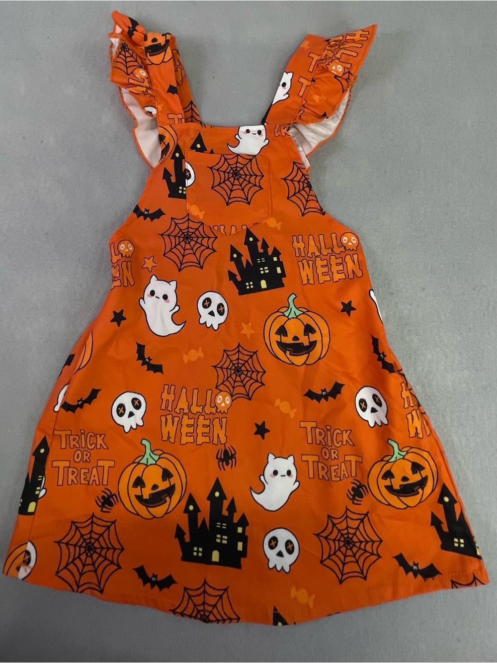 SHEIN Orange Pumpkin & Ghost Halloween Dress